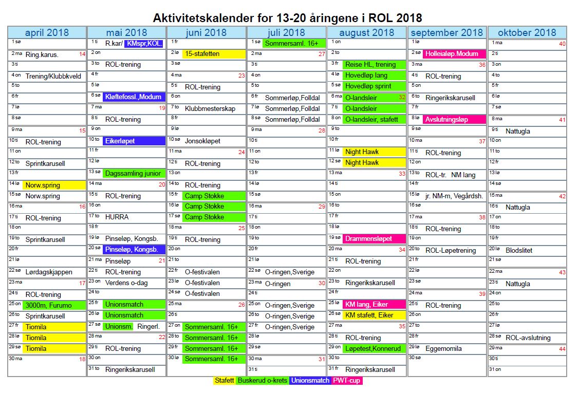 Trening og aktiviteter framover – sjekk aktivitetskalenderen!